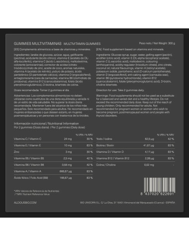 Multivitaminas en gominolas de Aldous bio